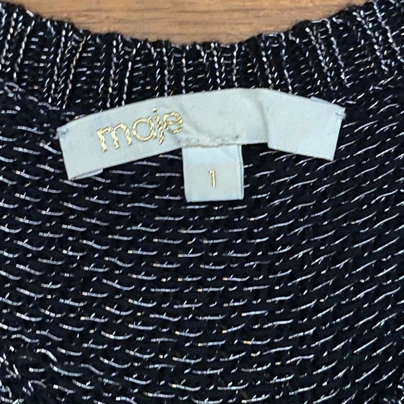 Maje Metallic Twist Back Knit Sweater Tank Black Gold 1 S - Picture 5 of 6